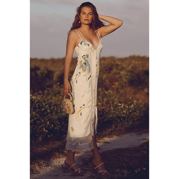 Anthropologie Dresses & Skirts - Anthropologie Lace Button-Front Slip‎ Dress Sz 2 Beach Spring Boho